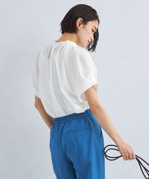 green label relaxing（グリーンレーベルリラクシング）の「スタンドネック 2WAY ブラウス（シャツ/ブラウス・レディース・ターコイズブルー/オフホワイト/ブラック・FREE）」の8枚目の写真