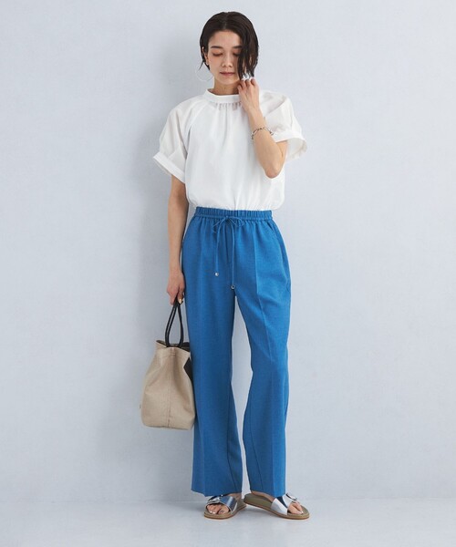 green label relaxing（グリーンレーベルリラクシング）の「スタンドネック 2WAY ブラウス（シャツ/ブラウス・レディース・ターコイズブルー/オフホワイト/ブラック・FREE）」の9枚目の写真