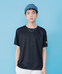 FILA フィラ 吸汗速乾 クルーネック ブランドロゴ 総柄 ジャカード 半袖 Tシャツ ティーシャツ