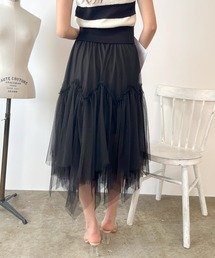 チュールティアードフレアスカート
