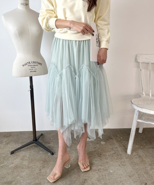ROOPTOKYO（ループトウキョウ）の「チュールティアードフレアスカート（スカート・レディース・ブラック/ミント/アイボリー・FREE）」の12枚目の写真