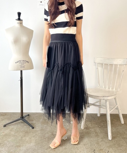 ROOPTOKYO（ループトウキョウ）の「チュールティアードフレアスカート（スカート・レディース・ブラック/ミント/アイボリー・FREE）」の11枚目の写真