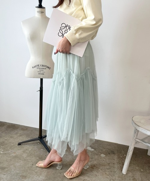ROOPTOKYO（ループトウキョウ）の「チュールティアードフレアスカート（スカート・レディース・ブラック/ミント/アイボリー・FREE）」の15枚目の写真