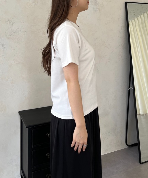 prose verse(プロズヴェール)の「フロッキーハートランダムパールTシャツ(Tシャツ/カットソー・レディース・チャコールグレー/オフホワイト・フリ-)」の9枚目の写真