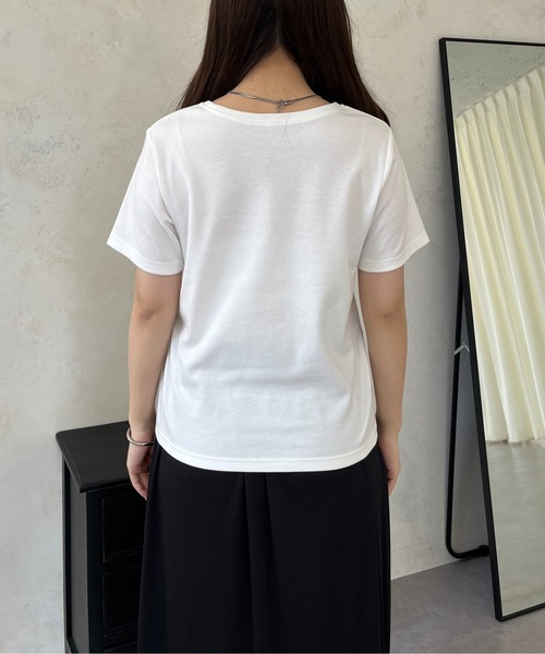 prose verse(プロズヴェール)の「フロッキーハートランダムパールTシャツ(Tシャツ/カットソー・レディース・チャコールグレー/オフホワイト・フリ-)」の10枚目の写真