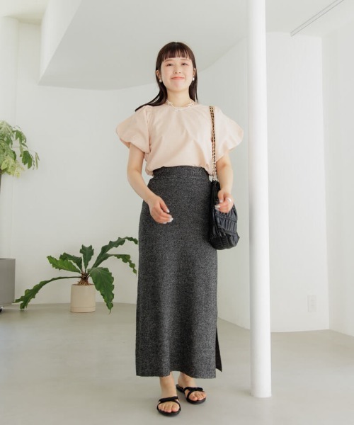 flower（フラワー）の「スリットニットスカート（スカート・レディース・ブラック/ホワイト・FREE）」の6枚目の写真