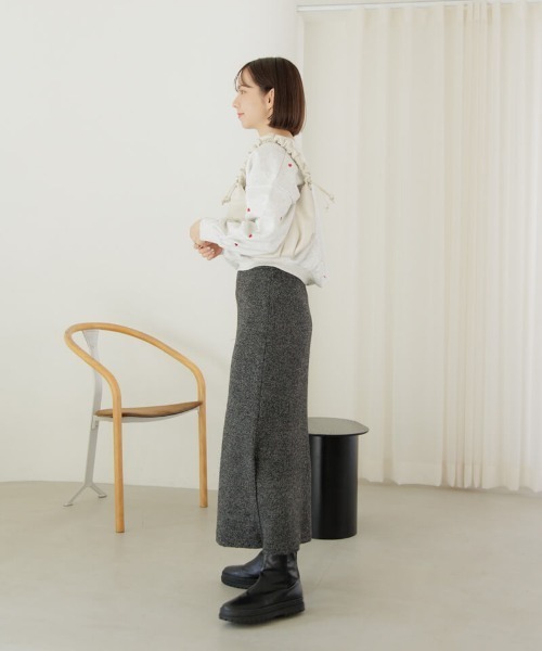 flower（フラワー）の「スリットニットスカート（スカート・レディース・ブラック/ホワイト・FREE）」の15枚目の写真