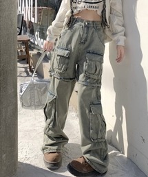 2WAY 膝開きデニムカーゴパンツ