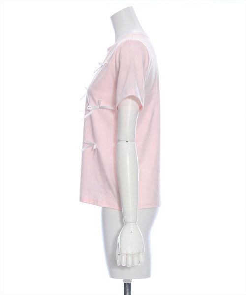 clear（クリア）の「リボンモチーフTシャツ［バレエコア フレンチ カジュアル ガーリー］≪再入荷≫（Tシャツ/カットソー・レディース・オフホワイト/ピンク/ブラック・F）」の9枚目の写真