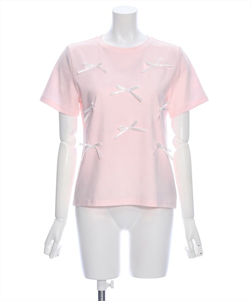 clear（クリア）の「リボンモチーフTシャツ［バレエコア フレンチ カジュアル ガーリー］≪再入荷≫（Tシャツ/カットソー・レディース・オフホワイト/ピンク/ブラック・F）」の17枚目の写真