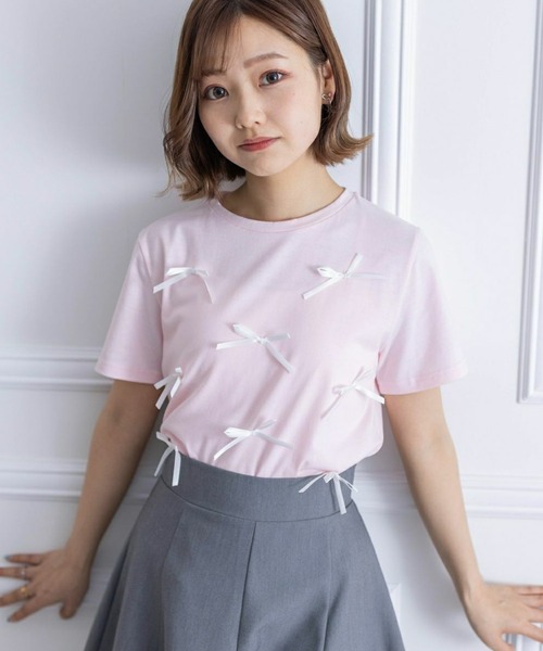 PELLICULE バレエコア フレンチガーリー レース リボン Tシャツ