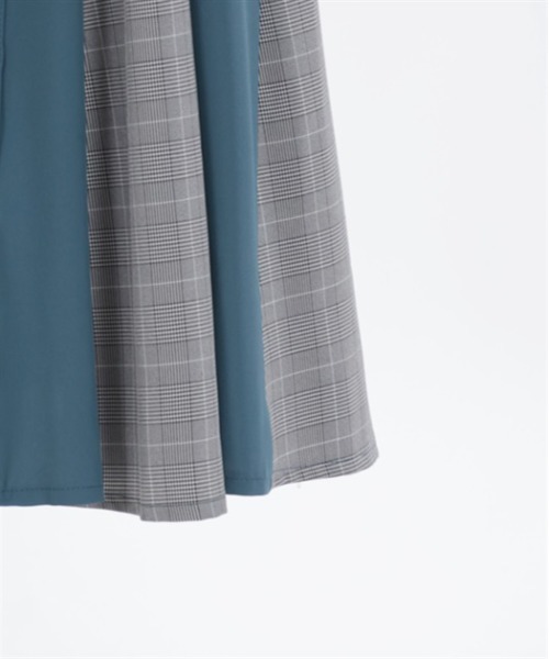 【セール】チェック×パッチワークワンピース（シャツワンピース）｜axes femme（アクシーズファム）