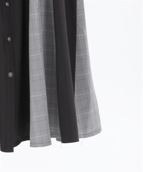 【セール】チェック×パッチワークワンピース（シャツワンピース）｜axes femme（アクシーズファム）