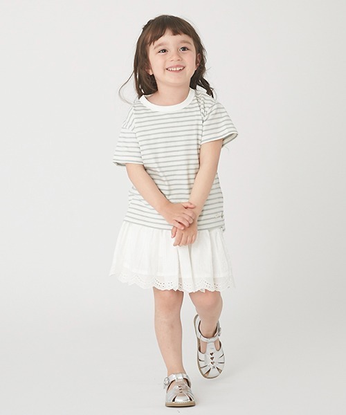 petit main（プティマイン）の「【GOODPRICE・接触冷感】ボーダーT（Tシャツ/カットソー・キッズ・ライトピンク/レッド/ライトグリーン/ライトグレー/イエロー/ネイビー・80ｃｍ/90cm/100cm/110cm/120cm/130cm）」の7枚目の写真