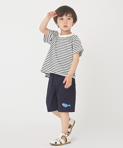 petit main（プティマイン）の「【GOODPRICE・接触冷感】ボーダーT（Tシャツ/カットソー・キッズ・ライトピンク/レッド/ライトグリーン/ライトグレー/イエロー/ネイビー・80ｃｍ/90cm/100cm/110cm/120cm/130cm）」の8枚目の写真