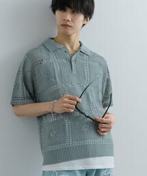 SENSE OF PLACE by URBAN RESEARCH | クロシェライクニットポロシャツ(5分袖)(ニット/セーター)