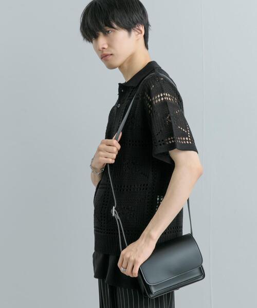 SENSE OF PLACE by URBAN RESEARCH（センスオブプレイスバイアーバンリサーチ）の「クロシェライクニットポロシャツ(5分袖)（ニット/セーター・メンズ・ライトカーキ/オレンジ/ブラック・MEDIUM/LARGE）」の9枚目の写真