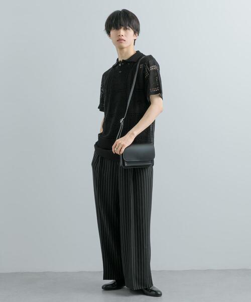 SENSE OF PLACE by URBAN RESEARCH（センスオブプレイスバイアーバンリサーチ）の「クロシェライクニットポロシャツ(5分袖)（ニット/セーター・メンズ・ライトカーキ/オレンジ/ブラック・MEDIUM/LARGE）」の10枚目の写真