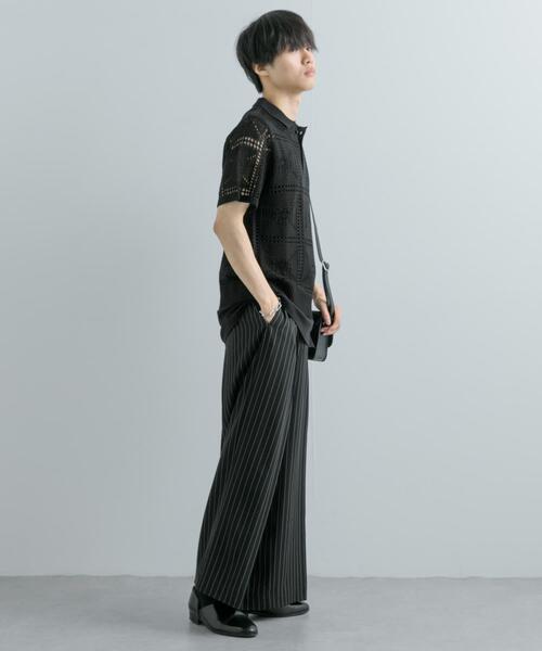 SENSE OF PLACE by URBAN RESEARCH（センスオブプレイスバイアーバンリサーチ）の「クロシェライクニットポロシャツ(5分袖)（ニット/セーター・メンズ・ライトカーキ/オレンジ/ブラック・MEDIUM/LARGE）」の11枚目の写真