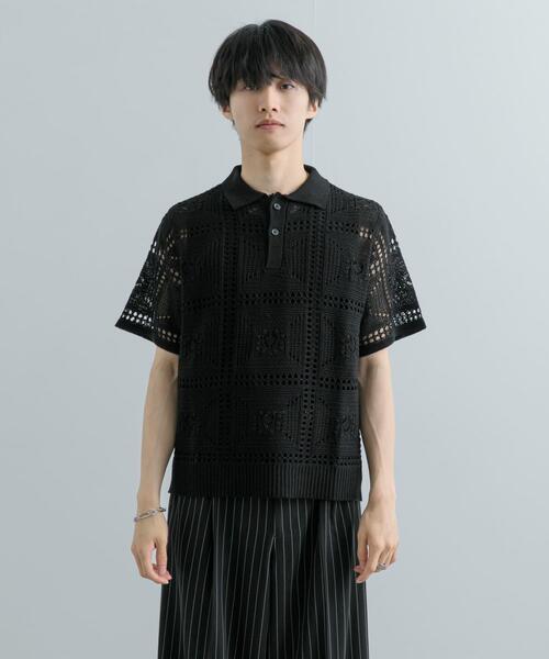 SENSE OF PLACE by URBAN RESEARCH（センスオブプレイスバイアーバンリサーチ）の「クロシェライクニットポロシャツ(5分袖)（ニット/セーター・メンズ・ライトカーキ/オレンジ/ブラック・MEDIUM/LARGE）」の12枚目の写真