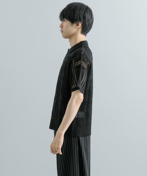SENSE OF PLACE by URBAN RESEARCH（センスオブプレイスバイアーバンリサーチ）の「クロシェライクニットポロシャツ(5分袖)（ニット/セーター・メンズ・ライトカーキ/オレンジ/ブラック・MEDIUM/LARGE）」の13枚目の写真