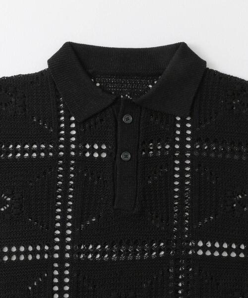 SENSE OF PLACE by URBAN RESEARCH（センスオブプレイスバイアーバンリサーチ）の「クロシェライクニットポロシャツ(5分袖)（ニット/セーター・メンズ・ライトカーキ/オレンジ/ブラック・MEDIUM/LARGE）」の16枚目の写真