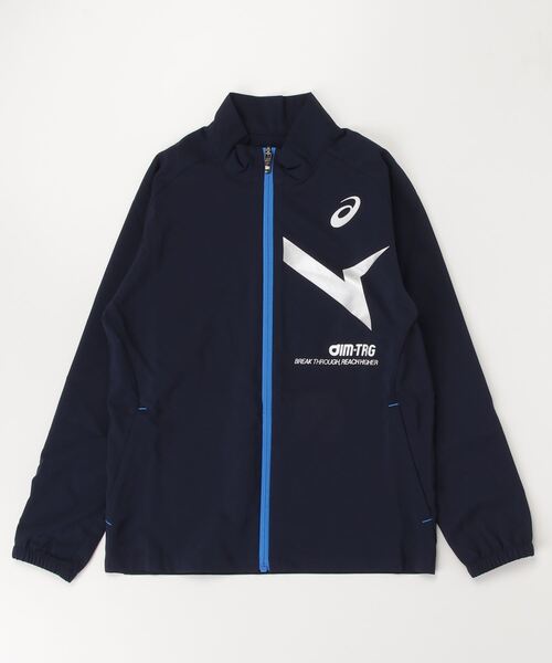 ASICS(アシックス)の「アシックス ASICS ジュニアA-I-Mドライストレッチサマーウーブンジャケット(ジャージ・キッズ・ネイビー/ブラック・130cm/140cm/150cm/160cm)」の1枚目の写真