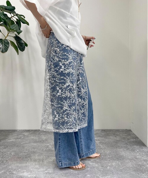 fredy emue（フレディエミュ）の「キラキラレイヤードラップスカート（スカート・レディース・シルバー/ネイビー・38）」の5枚目の写真