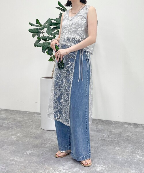 fredy emue（フレディエミュ）の「キラキラレイヤードラップスカート（スカート・レディース・シルバー/ネイビー・38）」の6枚目の写真