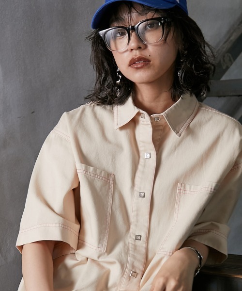 GEVS.(ジェイヴィス)の「<大きいサイズ> 配色ステッチチュニックシャツ GEVS.(シャツ/ブラウス・レディース・ブラック/ベージュ・3L/4L/5L/L/LL)」の22枚目の写真