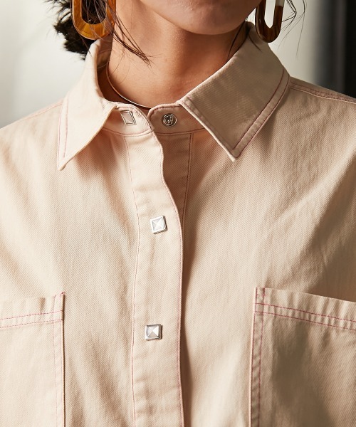 GEVS.(ジェイヴィス)の「<大きいサイズ> 配色ステッチチュニックシャツ GEVS.(シャツ/ブラウス・レディース・ブラック/ベージュ・3L/4L/5L/L/LL)」の12枚目の写真