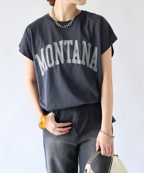 un dix cors(アンディコール)の「MONTANAロゴTEE(Tシャツ/カットソー・レディース・チャコールグレー/オフホワイト/ブルー・FREE)」の3枚目の写真