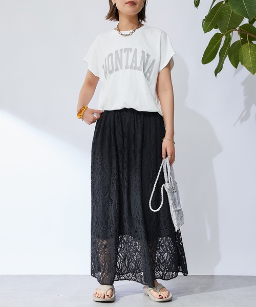 un dix cors(アンディコール)の「MONTANAロゴTEE(Tシャツ/カットソー・レディース・チャコールグレー/オフホワイト/ブルー・FREE)」の4枚目の写真