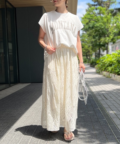 un dix cors(アンディコール)の「MONTANAロゴTEE(Tシャツ/カットソー・レディース・チャコールグレー/オフホワイト/ブルー・FREE)」の6枚目の写真
