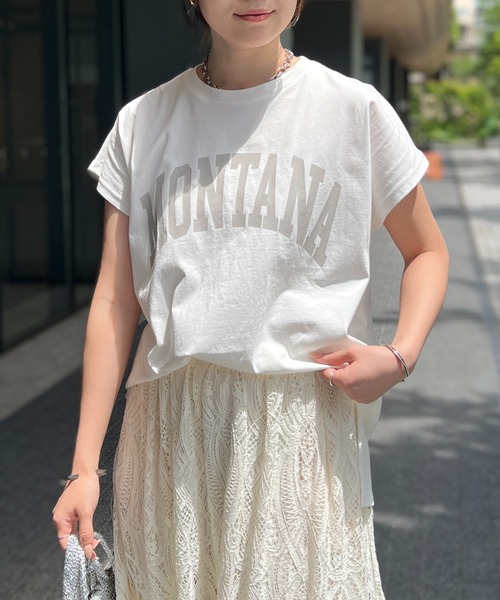 un dix cors(アンディコール)の「MONTANAロゴTEE(Tシャツ/カットソー・レディース・チャコールグレー/オフホワイト/ブルー・FREE)」の14枚目の写真