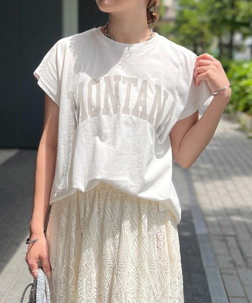 un dix cors(アンディコール)の「MONTANAロゴTEE(Tシャツ/カットソー・レディース・チャコールグレー/オフホワイト/ブルー・FREE)」の10枚目の写真