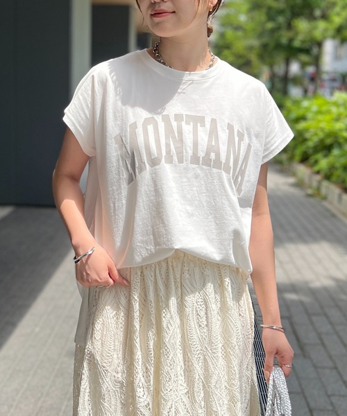 un dix cors(アンディコール)の「MONTANAロゴTEE(Tシャツ/カットソー・レディース・チャコールグレー/オフホワイト/ブルー・FREE)」の13枚目の写真