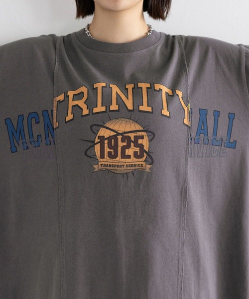 SIGNAL SPORTS（シグナルスポーツ）の「SIGNAL SPORTS/リメイク風プリントルーズT（Tシャツ/カットソー・レディース・ホワイト/ブラック/ブルー・FREE）」の13枚目の写真