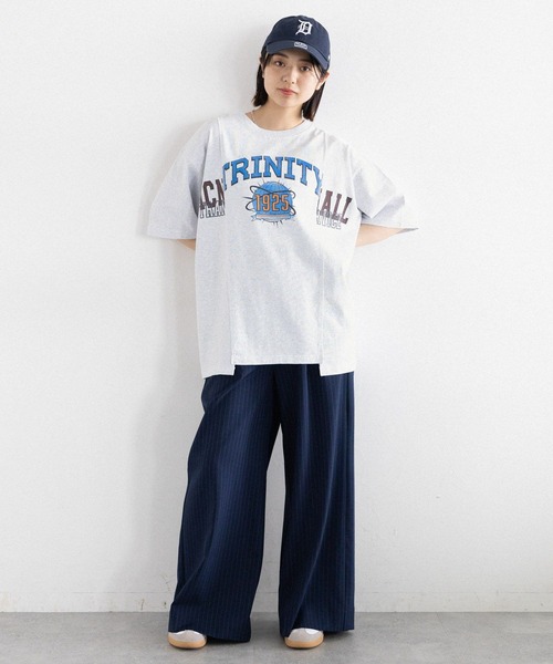 SIGNAL SPORTS（シグナルスポーツ）の「SIGNAL SPORTS/リメイク風プリントルーズT（Tシャツ/カットソー・レディース・ホワイト/ブラック/ブルー・FREE）」の10枚目の写真