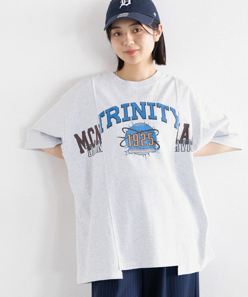 SIGNAL SPORTS（シグナルスポーツ）の「SIGNAL SPORTS/リメイク風プリントルーズT（Tシャツ/カットソー・レディース・ホワイト/ブラック/ブルー・FREE）」の8枚目の写真
