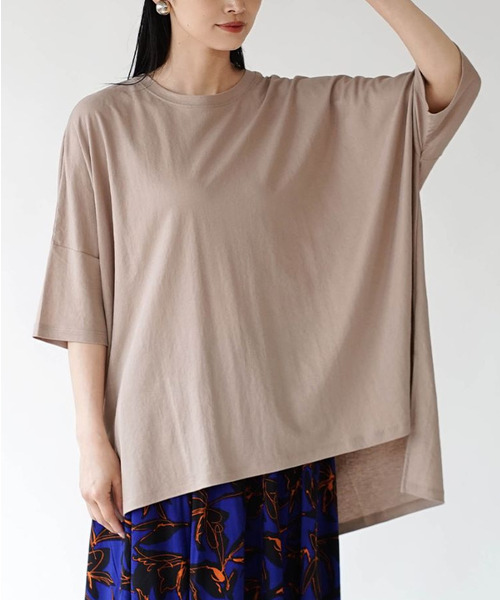 e-zakkamania stores(イーザッカマニアストアーズ)の「接触冷感 ビッグTシャツ(Tシャツ/カットソー・レディース・グレイッシュベージュ/ブラック/オフホワイト・M)」の16枚目の写真