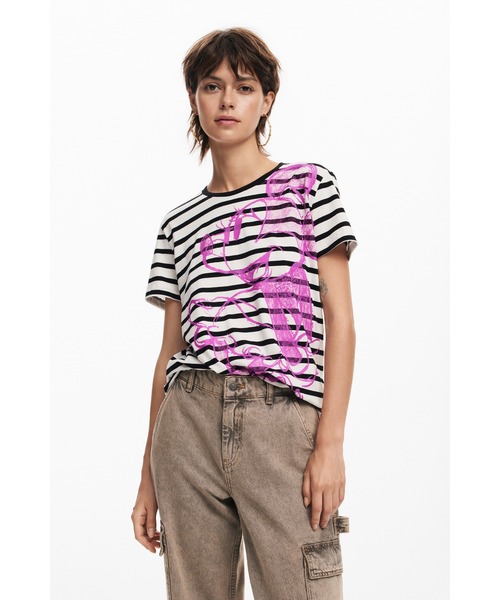 Desigual(デシグアル)の「MICKEYDRAWING Tシャツショートスリーブ(シャツ/ブラウス・レディース・ブラック/ホワイト/ホワイト×ブラック・S/M/L/XL/XS/XXL)」の9枚目の写真