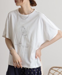 EMAGO シャワータイムお花刺繍Tシャツ