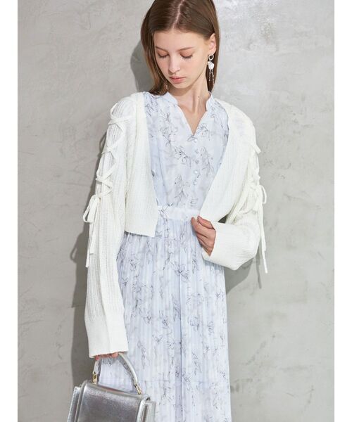 MERCURYDUO（マーキュリーデュオ）の「ショルダーレースアップボレロ（カーディガン/ボレロ・レディース・ライトブルー/アイボリー・FREE）」の5枚目の写真