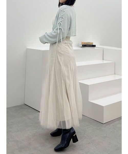 MERCURYDUO（マーキュリーデュオ）の「ショルダーレースアップボレロ（カーディガン/ボレロ・レディース・ライトブルー/アイボリー・FREE）」の10枚目の写真