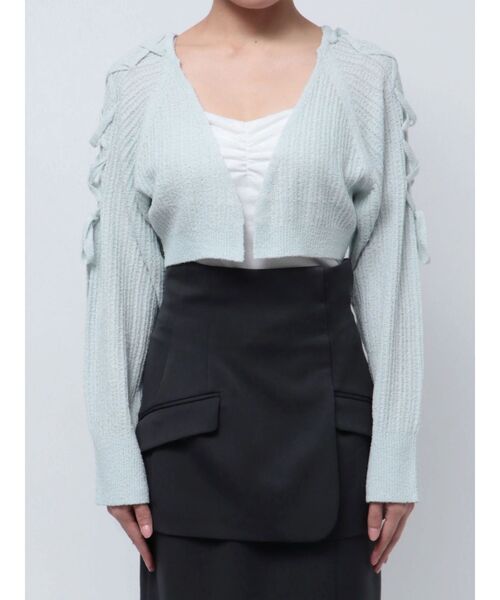 MERCURYDUO（マーキュリーデュオ）の「ショルダーレースアップボレロ（カーディガン/ボレロ・レディース・ライトブルー/アイボリー・FREE）」の13枚目の写真