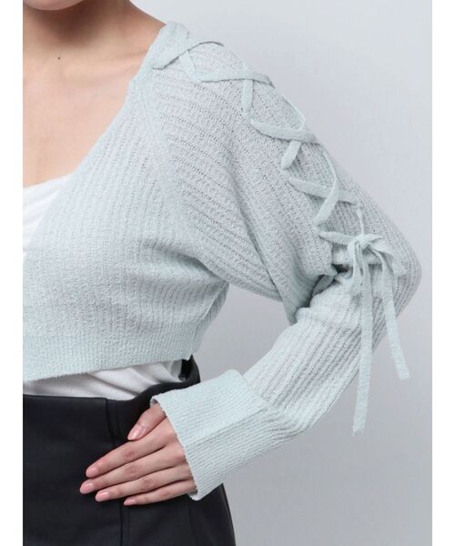 MERCURYDUO（マーキュリーデュオ）の「ショルダーレースアップボレロ（カーディガン/ボレロ・レディース・ライトブルー/アイボリー・FREE）」の17枚目の写真
