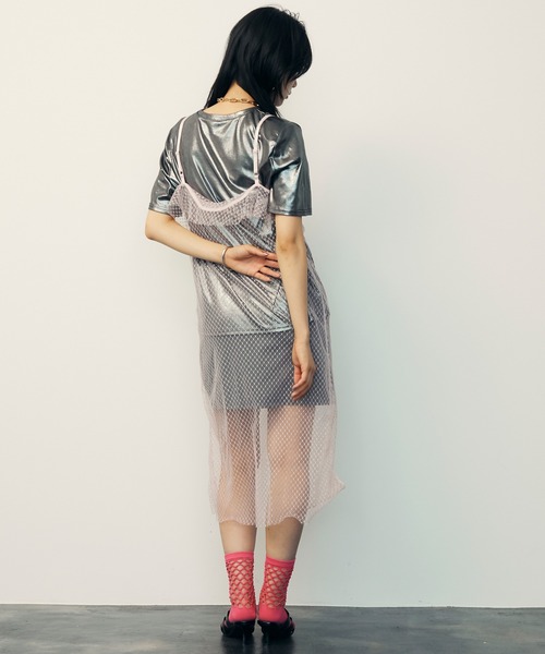 uyu.(ウユ)の「Mesh Sheer Ruffle Cami Dress / メッシュシアーフリルキャミワンピース【uyu./ウユ】(ワンピース・レディース・ブラック/ピンク・FREE)」の13枚目の写真
