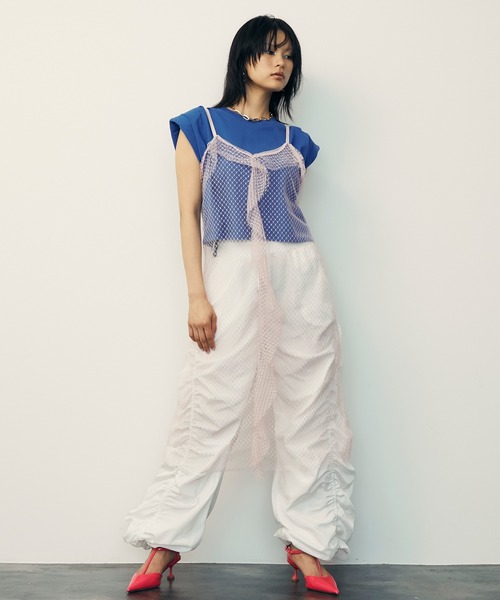 uyu.(ウユ)の「Mesh Sheer Ruffle Cami Dress / メッシュシアーフリルキャミワンピース【uyu./ウユ】(ワンピース・レディース・ブラック/ピンク・FREE)」の16枚目の写真