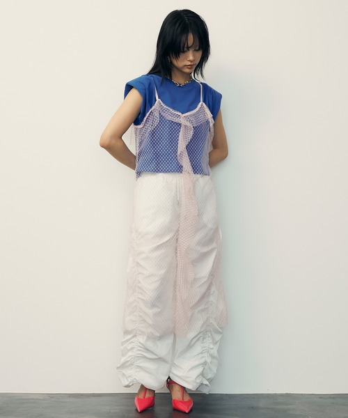 uyu.(ウユ)の「Mesh Sheer Ruffle Cami Dress / メッシュシアーフリルキャミワンピース【uyu./ウユ】(ワンピース・レディース・ブラック/ピンク・FREE)」の17枚目の写真